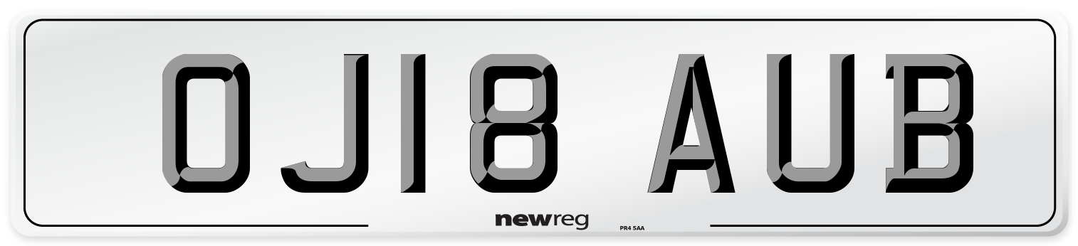 OJ18 AUB Number Plate from New Reg